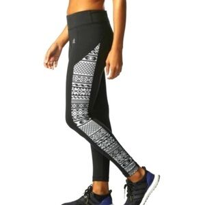 Adidas Women's Climawarm Black and White Geometric Workout Leggings Size Small